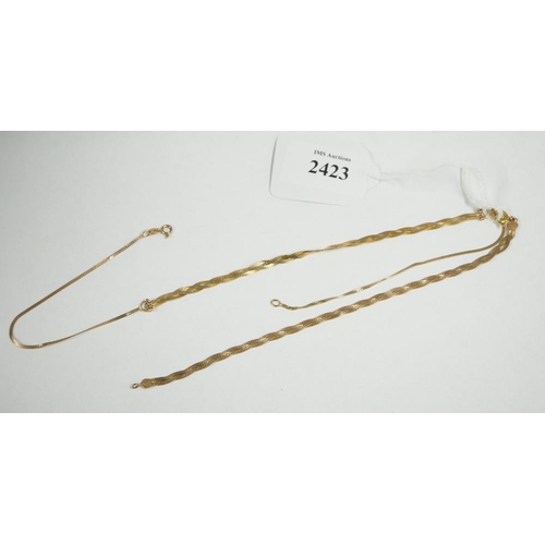 2423 - 9ct Gold Necklace & Matching Bracelet, 42cm & 19cm, total weight 5.9g