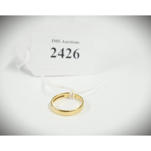 2426 - 9ct Gold Wedding Band, Size UK K, approx 2.4g