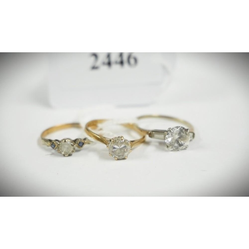 2446 - 3 x 9ct Gold Dress Rings, 6.2g