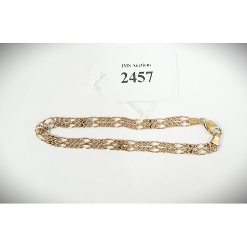 2457 - 9ct Gold Bracelet - 6.6g, approx 20cm long.