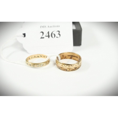 2463 - 9ct Gold Engraved Ring & 9ct Gold Eternity Ring - 5.3gms