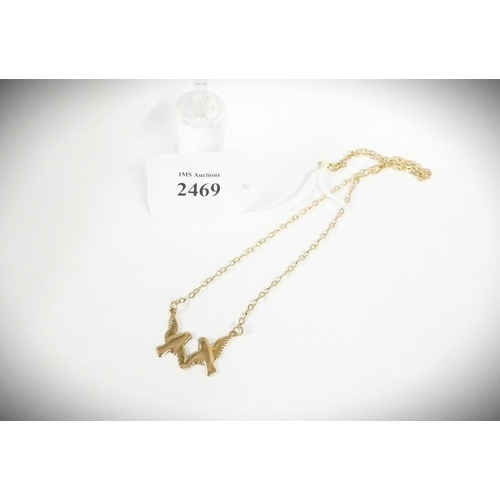 2469 - 9ct Gold Dove Necklace - 6.9gms, approx 48cm.