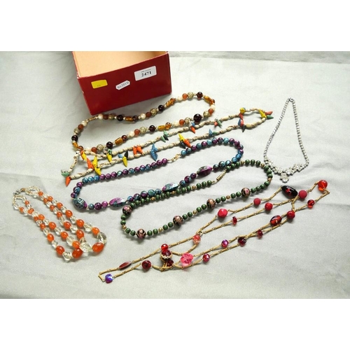 2471 - Box Containing Assorted Beaded Necklaces