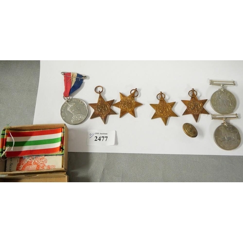 2477 - WWII Medals (no names stamped on any of the medals).