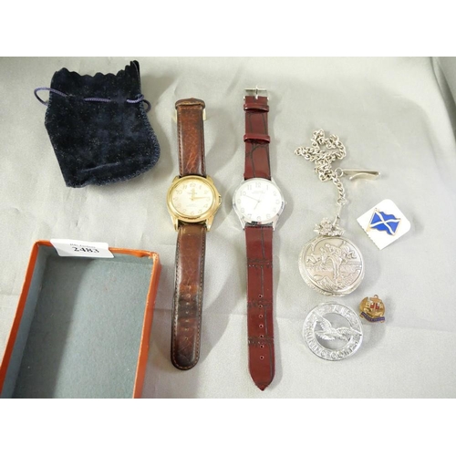 2483 - Box - Wristwatches, Badges etc.