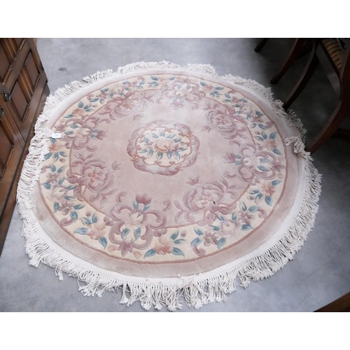 3013 - Circular Fringed and Bordered Floral Rug 130cms