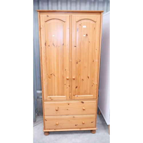 3017 - Pine Wardrobe with 2 Drawers