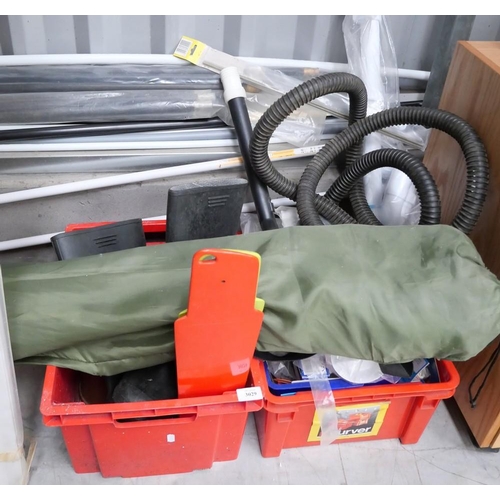 3029 - 2 Boxes - Camping Chair, Wellington Boots, Digital Radio & Assorted Plumbing Items