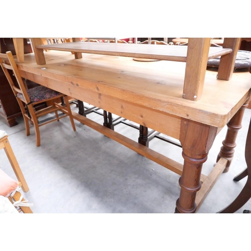 3042 - Pine Refectory Table - 212cm x 89cm standing 77cm tall.