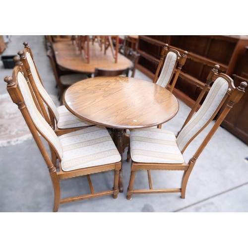 3045 - Circular Ercol Dining Table & 4 Chairs