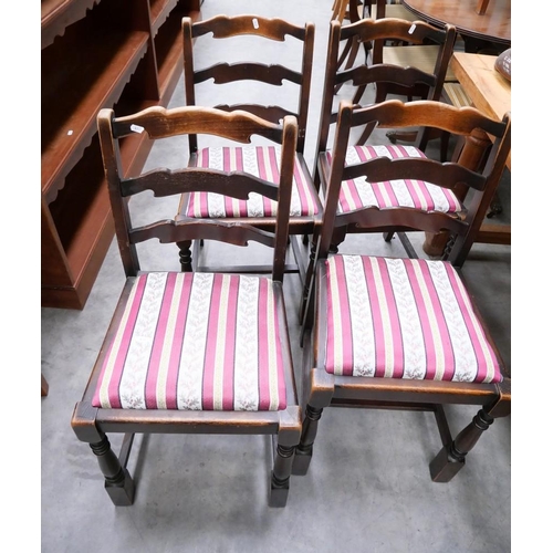 3054 - 4 Oak Ladder Back Dining Chairs