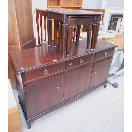 3056 - Stag Sideboard & Mahogany Nest of 3 Tables