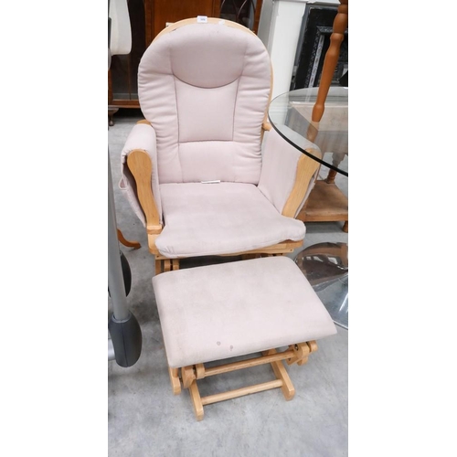 3058 - Beech Rocking Chair & Matching Footstool