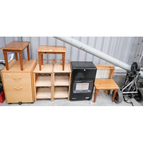 3062 - 3 Side Tables, Gas Fire, Bathroom Cabinet & 2 Bamboo Bedside Cabinets & Power Golf Caddy