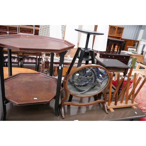 3091 - Octagonal Table, Adjustable Stool, Dressing Mirror, Boot Stand & Occasional Table