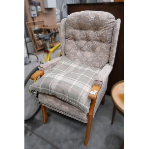 3105 - Beech Framed Fabric Armchair