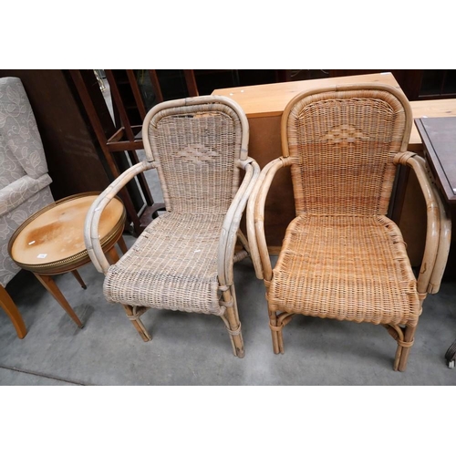 3106 - Pair of Bamboo Conservatory Chairs & Mahogany Occasional Table