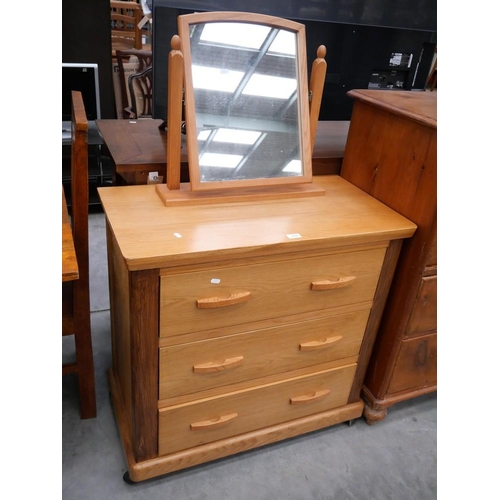 3124 - Oak 3 Drawer Dressing Chest