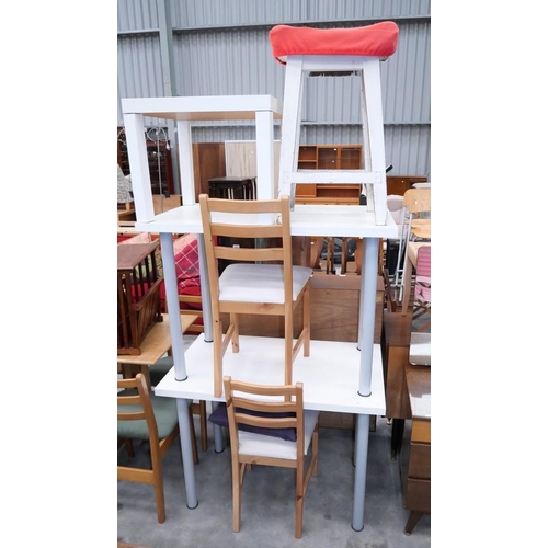 3137 - Pair Dining Chairs, Pair of Tables, Painted Stool & Lamp Table