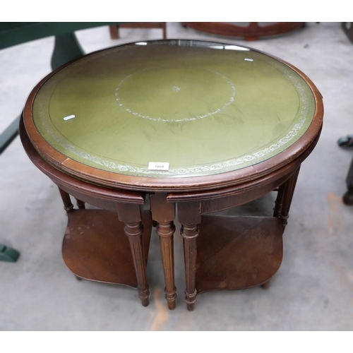 3161 - Circular Mahogany Coffee Table with 4 Matching Occasional Tables