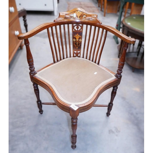 3162 - Mahogany Inlaid Corner Chair