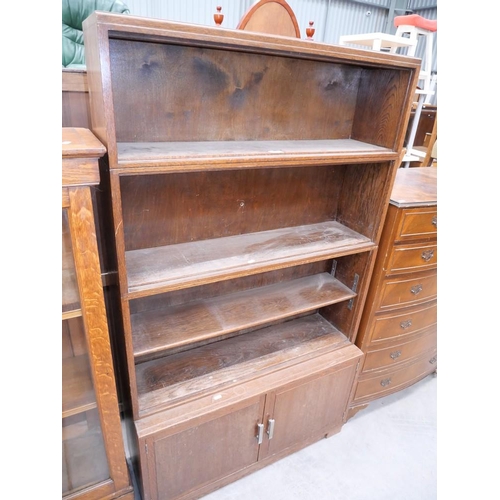 3171 - Minty Oak Bookcase with Cupboard Base