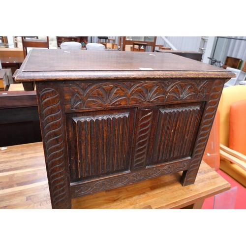 3179 - Carved Oak Linenfold Blanket Box