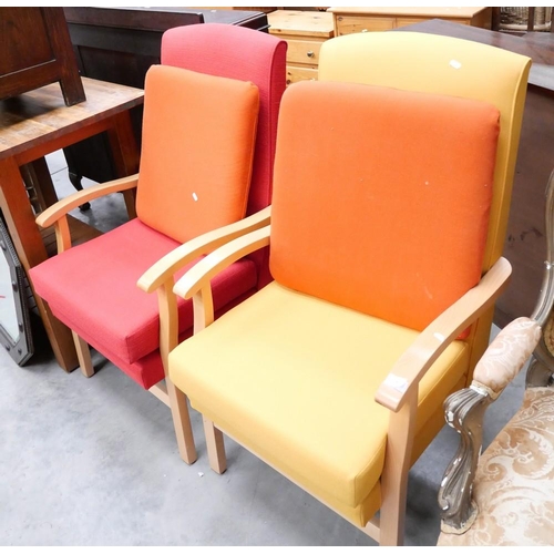 3182 - 2 Beech Framed Armchairs