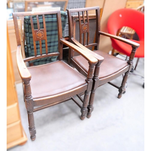 3186 - Pair of Oak Elbow Chairs