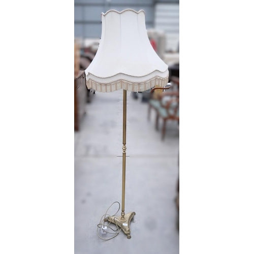 3202 - Brass Standard Lamp & Shade