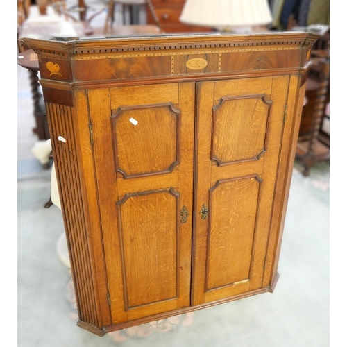 3225 - Oak Inlaid Corner Cabinet