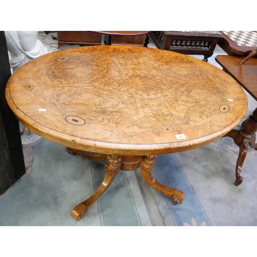 3227 - Victorian Walnut Inlaid Centre Table