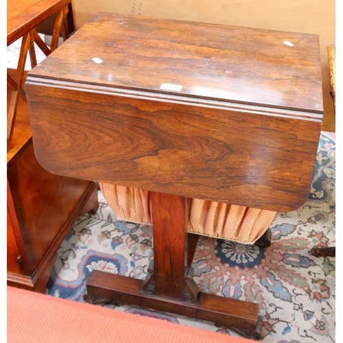 3258 - Victorian Rosewood Drop Leaf Table With Drawers