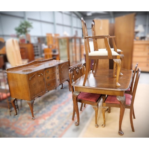 3264 - Walnut Extending Dining Table,6 Chairs & Matching Sideboard