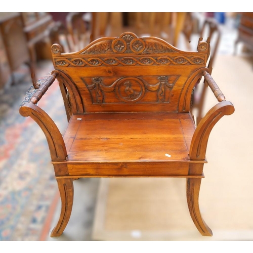 3265 - Carved Mahogany Hall Chair