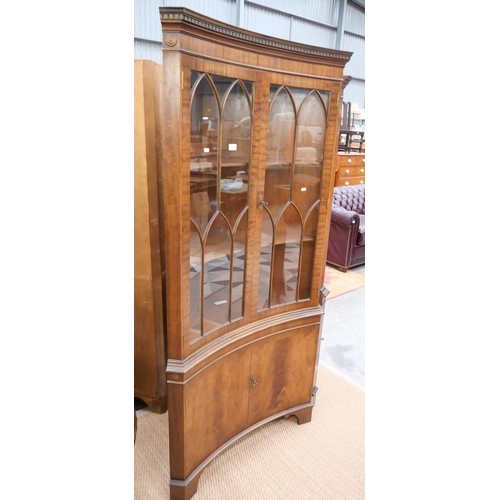 3267 - Mahogany Inverted Corner Cabinet - 93cm wide x 189cm tall x 55cm deep.