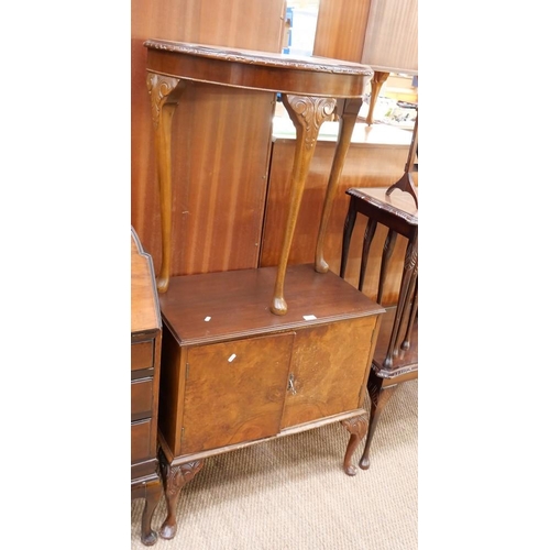 3274 - Walnut Cupboard & Half Moon Table