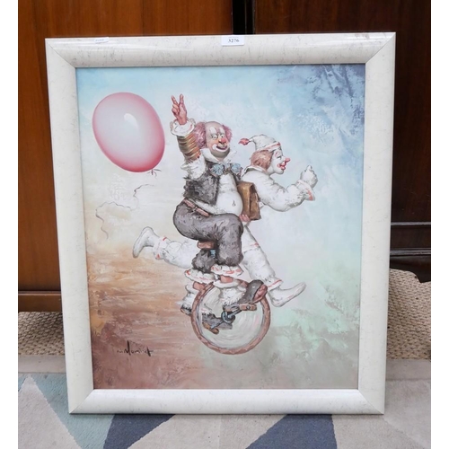 3276 - Oil Painting-Clowns Signed