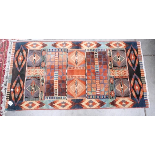 3303 - Fringed & Bordered Wool Rug (Approx 140cm X 72cm)