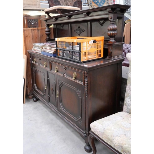 3306 - Victorian Oak Sideboard With Gallery Back