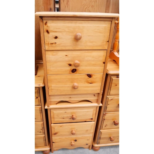 3331 - Pair Of Pine 3 Drawer Bedside Cabinets