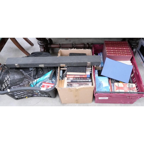 3348 - 3 Boxes -Books, Pool Cue, Laptop Bag Etc