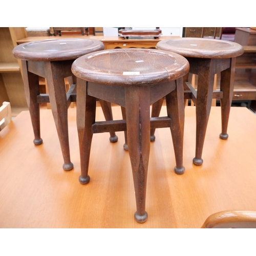 3391 - 3 Oak Hands Of Wycombe Arts & Crafts Stools