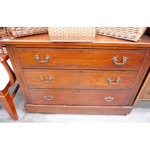 3409 - Mahogany Three Drawer Chest