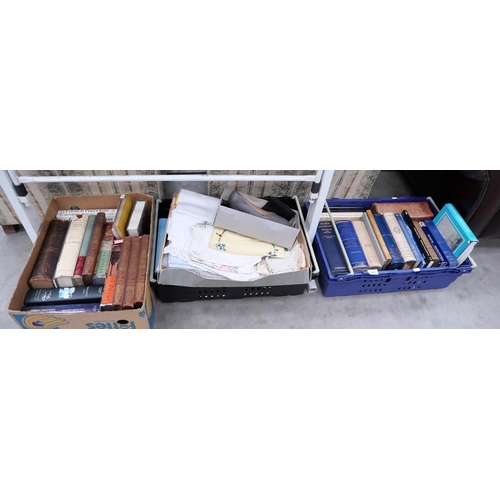 3421 - 4 Boxes- Books, Linen, Parker Pen Etc