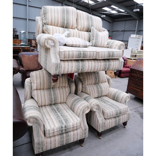 3422 - Fabric Two Seater Sofa & 2 Matching Chairs