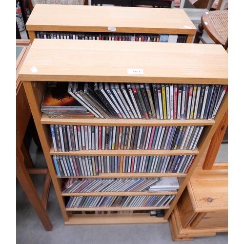 3464 - Pair Of Light Oak CD Racks With Collection Of CDS