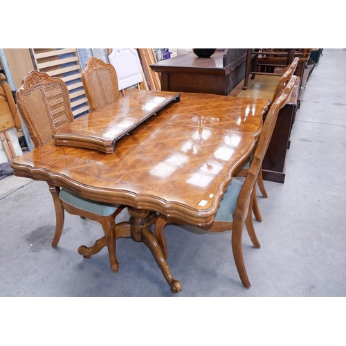 3476 - Extending Dinging Table With One Leaf & 4 Bergere High Back Dining Chairs