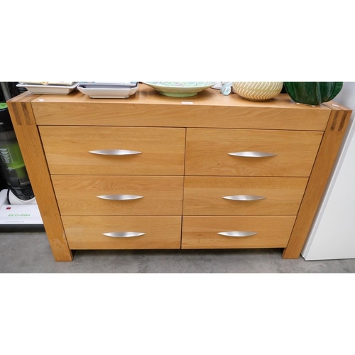 3565 - Light Oak Six Drawer Chest