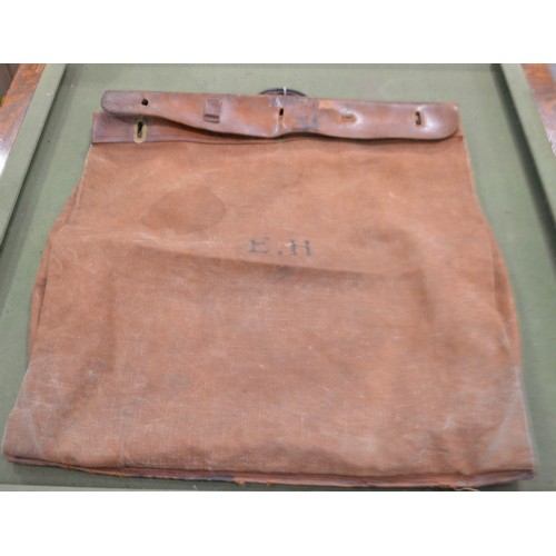 1481 - Early Vintage L Vuitton Paris / London Leather Mounted Canvas Steamer Travel Bag, approx 61cm square... 